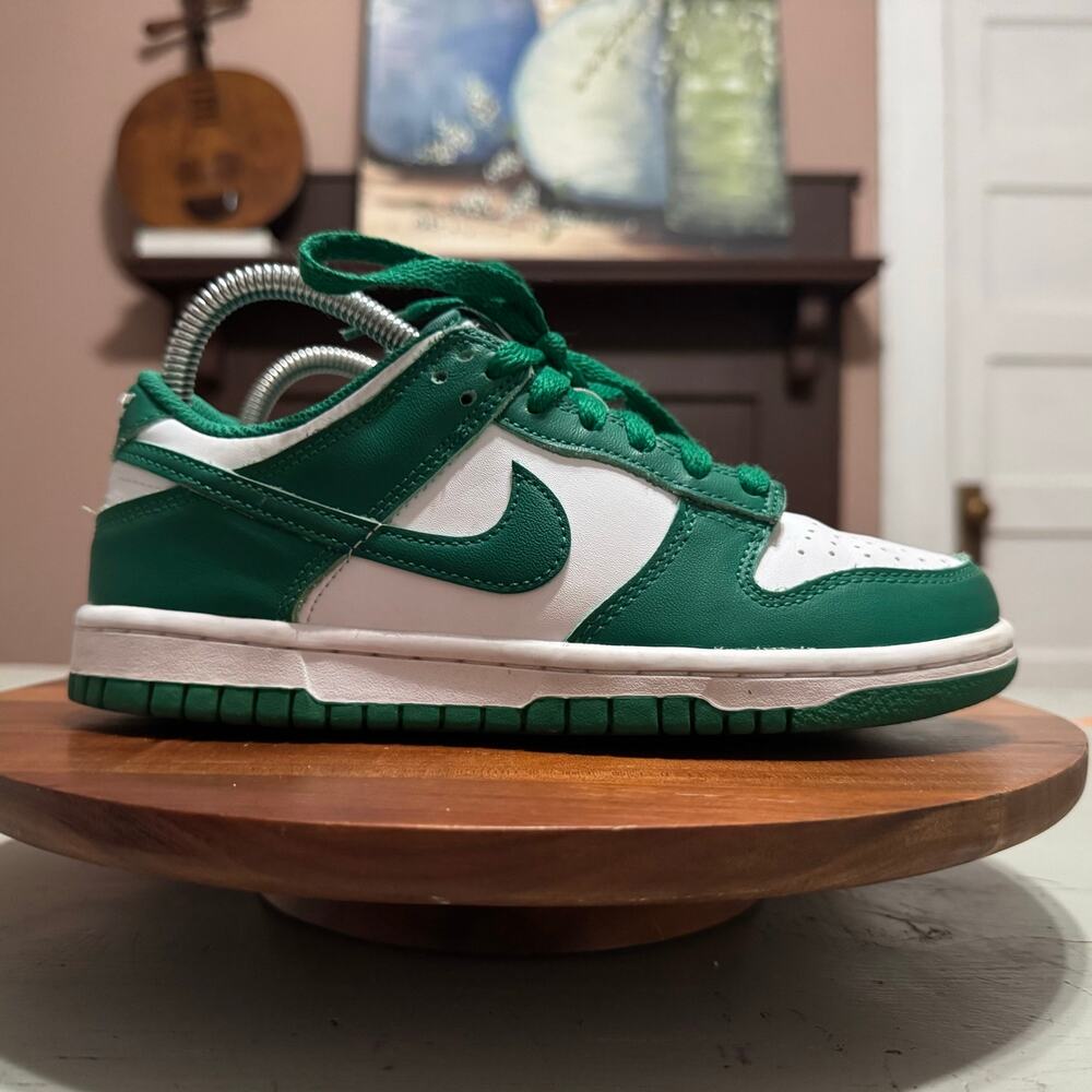 Nike Dunk Low Kids Size 4.5 White Malachite Sneaker Shoes FB9109-114